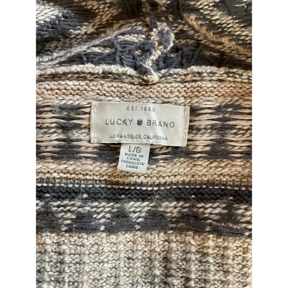 Size Large LUCKY BRAND Sweater LONG sleeved Tribal Taupe Olive Cardigan‎ NWT - Picture 11 of 11